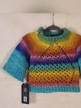 Handmade Rainbow 🌈 Knit Baby Sweater
